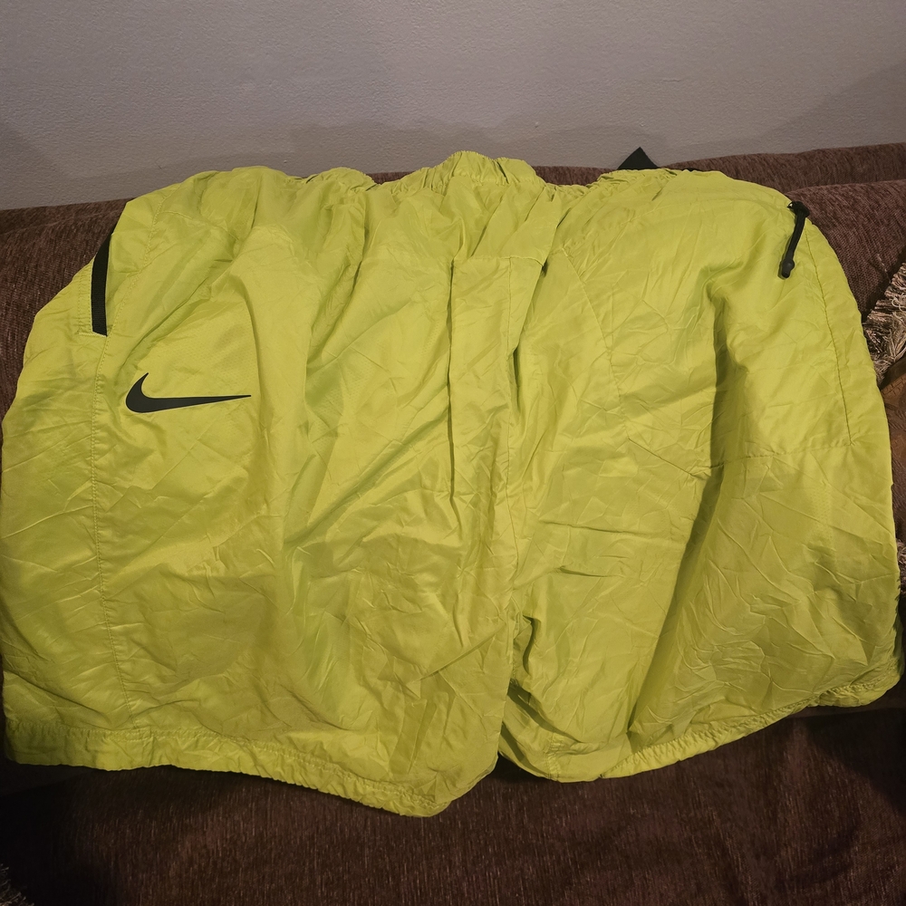 Nike Neon Chartreuse Running Shorts with Black Swoosh